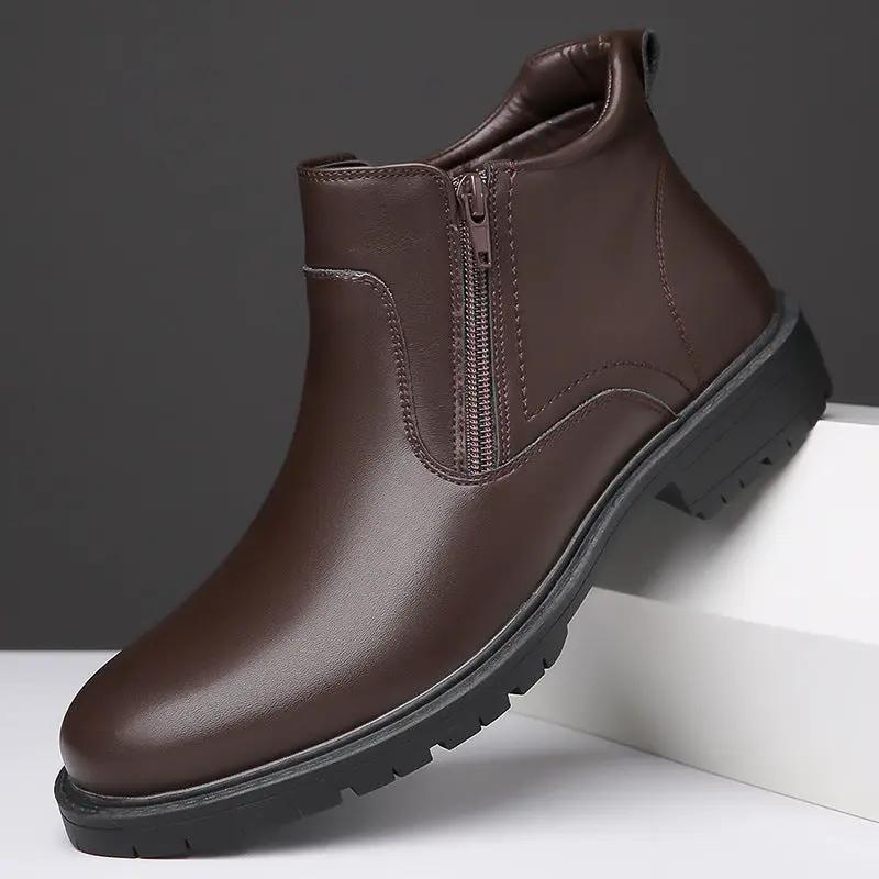 Men's Leather Shoes High-top Leather Casual by Dropshipman