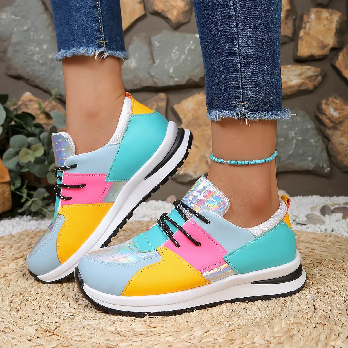 Sporty Colorblock Casual Women's Single-Layer Shoes by Dropshipman