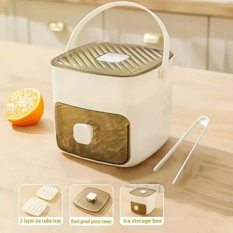 【Fathersdaygift】Handheld Ice Bucket, 48-Cell Ice Cube Tray, Ice Mold, Freezing Tool — Food-Grade, Large-Capacity, Home Press-Type Ice Cube Tray