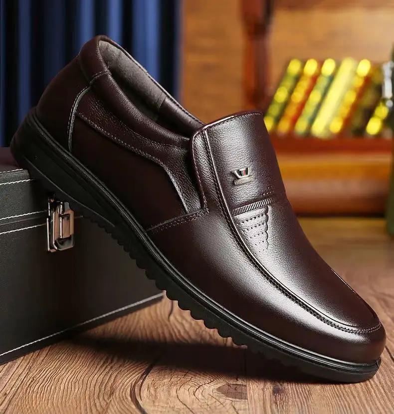 Men's Casual Leather Shoes Slip-on Soft Sole Soft Leather by Dropshipman