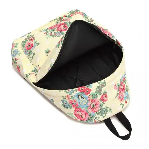 E1401F - Miss Lulu Large Backpack Flower Polka Dot - Beige by All Mart Bristol Ltd