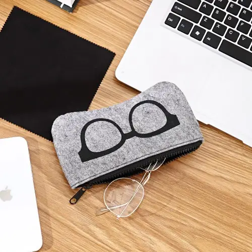 EB2065 - Soft Felt Glasses Case - Grey And Black by All Mart Bristol Ltd