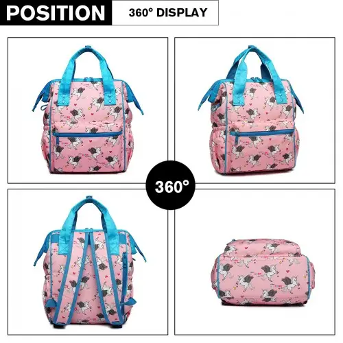 LB6896 - Miss Lulu Child's Unicorn Backpack with Pencil Case - Pink by All Mart Bristol Ltd