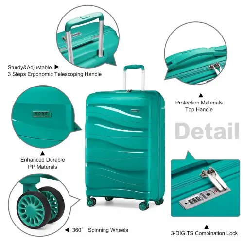 K2094L - Kono 20 Inch Lightweight Polypropylene Hard Shell Suitcase With TSA Lock - Teal by All Mart Bristol Ltd