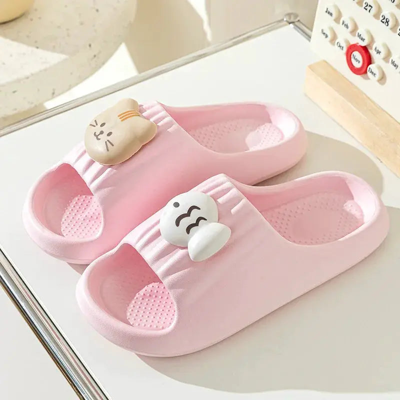 Cute Cat Decoration Soft Cloud EVA Indoor Slippers Women Summer 2026 Comfort Thick Bottom House Slippers Girl's Cartoon Slides by All Mart Bristol Ltd