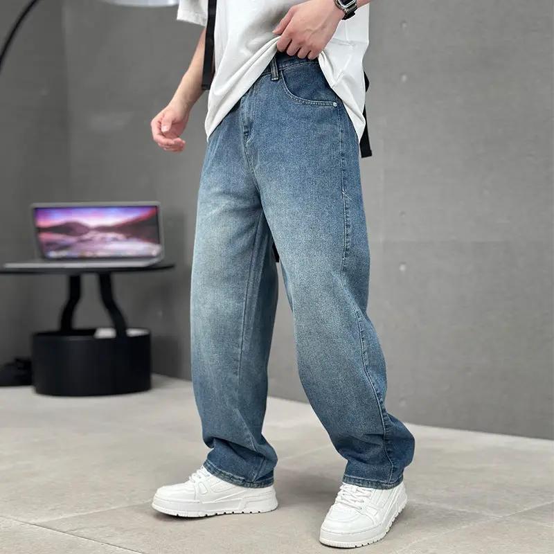 Fashion Pockets Jeans Men's Wide-leg Straight Trousers Versatile Casual Long Pants Streetwear Clothing by Dropshipman