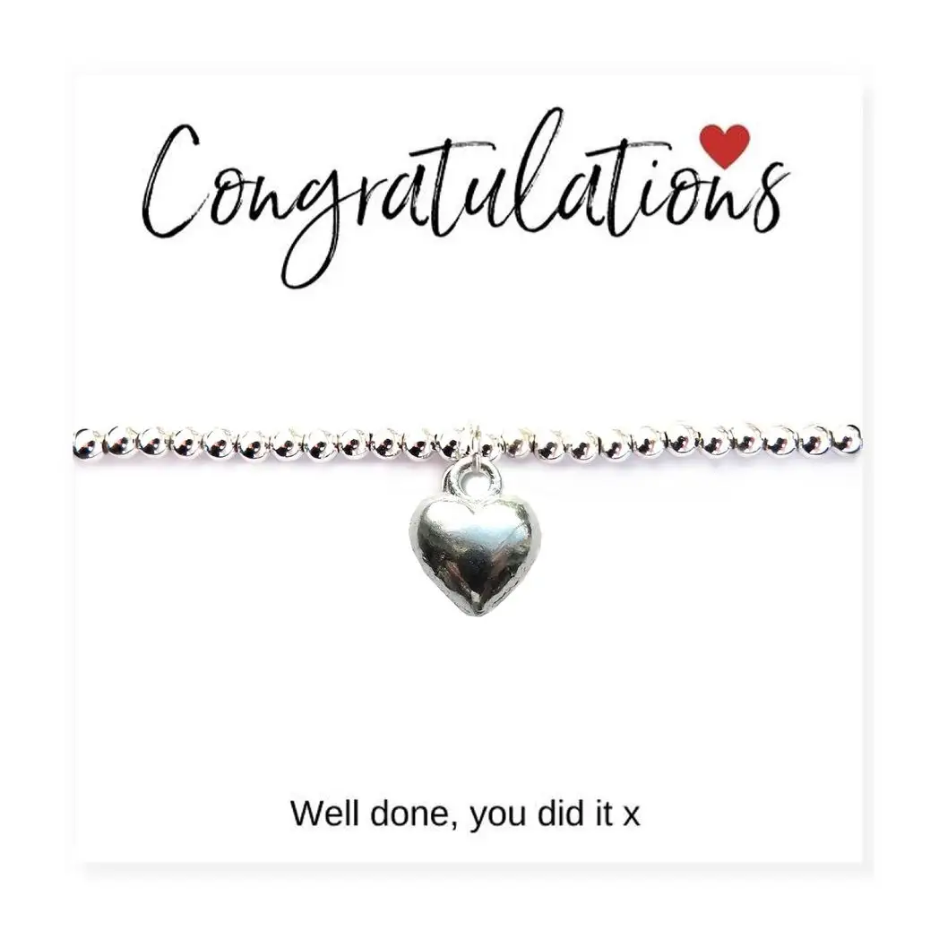 Congratulations Heart Charm Bracelet & Card by Aye Do Gifts