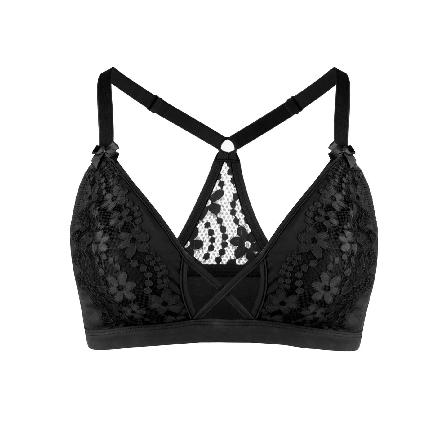Passion Red - Lace Organic Cotton & Silk Bralette by Juliemay Lingerie
