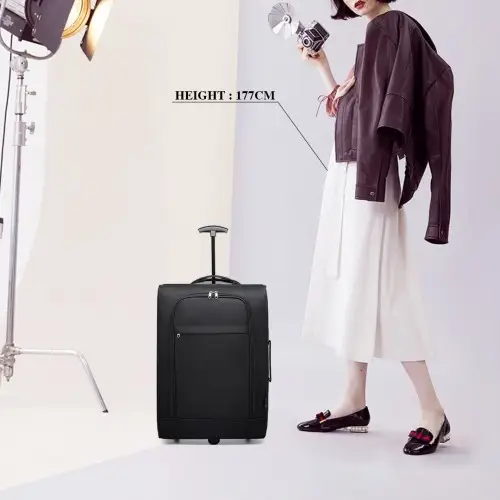 K1873-2 - Kono CABIN SIZE SOFT SHELL HAND LUGGAGE - BLACK by All Mart Bristol Ltd