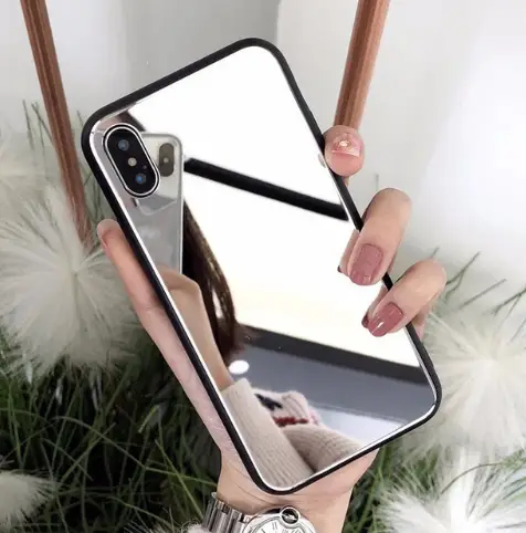 Compatible with Apple, iphoneX mirror phone case iphone7/8plus make-up self-timer glass case by Dropshipman