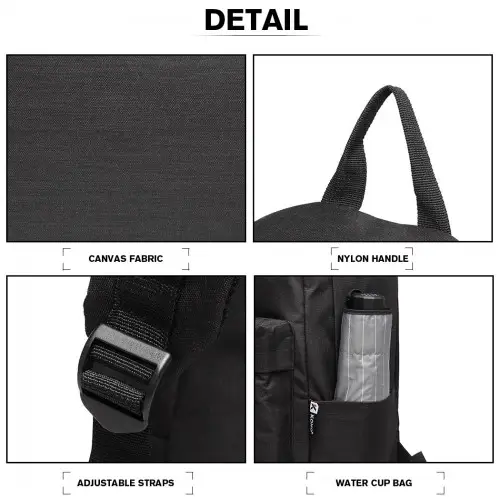 E1930 - Kono Durable Polyester Everyday Backpack With Sleek Design - Black by All Mart Bristol Ltd
