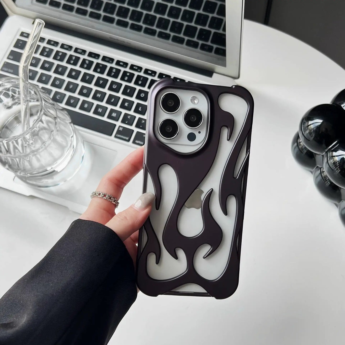 Electroplating Hollow Heat Dissipation Phone Case Flame Pattern High-grade Soft Shell by Dropshipman