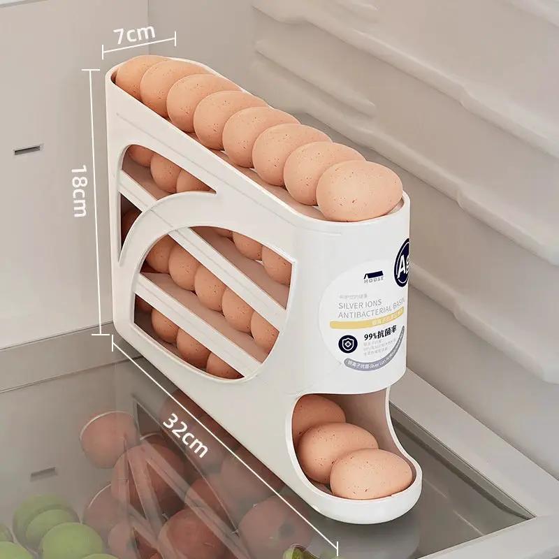 4-Tier Automatic Rolling Egg Rack Refrigerator Egg Storage Container Kitchen Fridge Egg Dispenser Refrigerator Organiser by All Mart Bristol Ltd