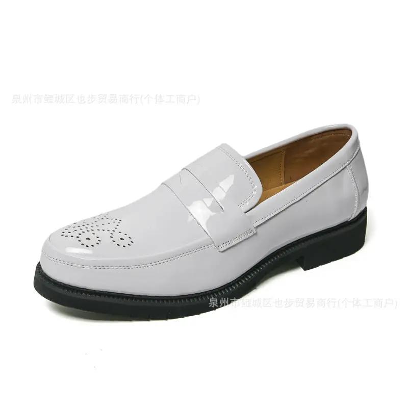 Autumn Men's Glossy Carved Leather Shoes by Dropshipman
