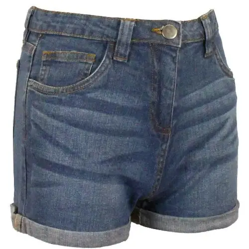 Girls Denim Shorts Rolled Hem by All Mart Bristol Ltd
