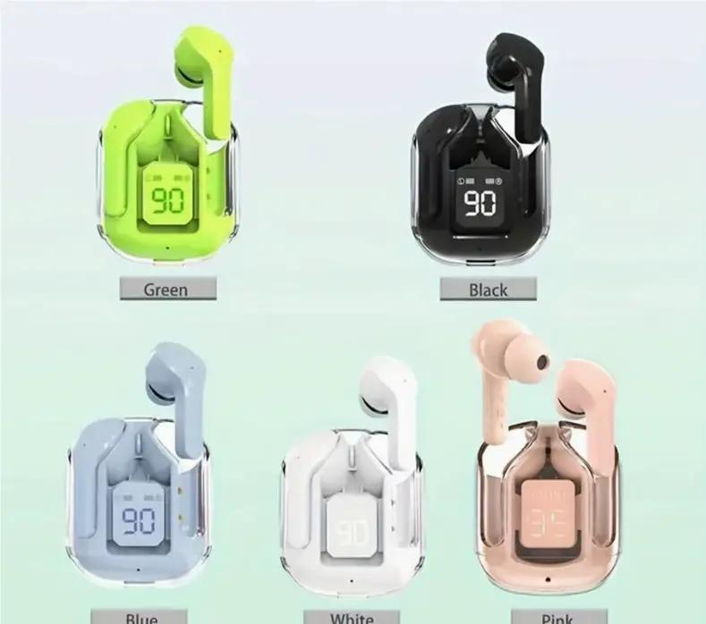 New Mini Transparent Wireless Bluetooth Headset Digital Display ENC Noise Reduction True Wireless Sports Music by Dropshipman