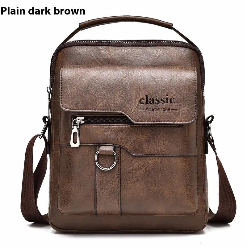 Popular Men's Messenger Bag One Shoulder Retro Business Backpack PU Leather Flaps Crossbody Bags Business Flap Male Solid Travel Bag by Dropshipman