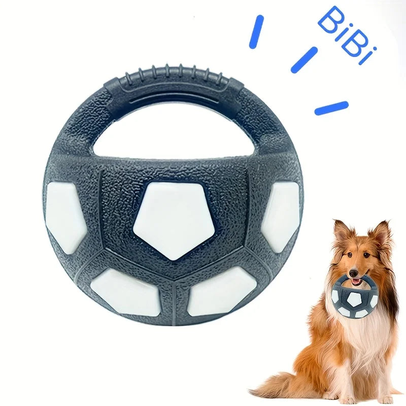 Soccer Ball Pet Vocal Toy, Durable TPR Material, Dog Toy with Carrying Handle, Suitable for Throwing , Interactive Pet Toy
