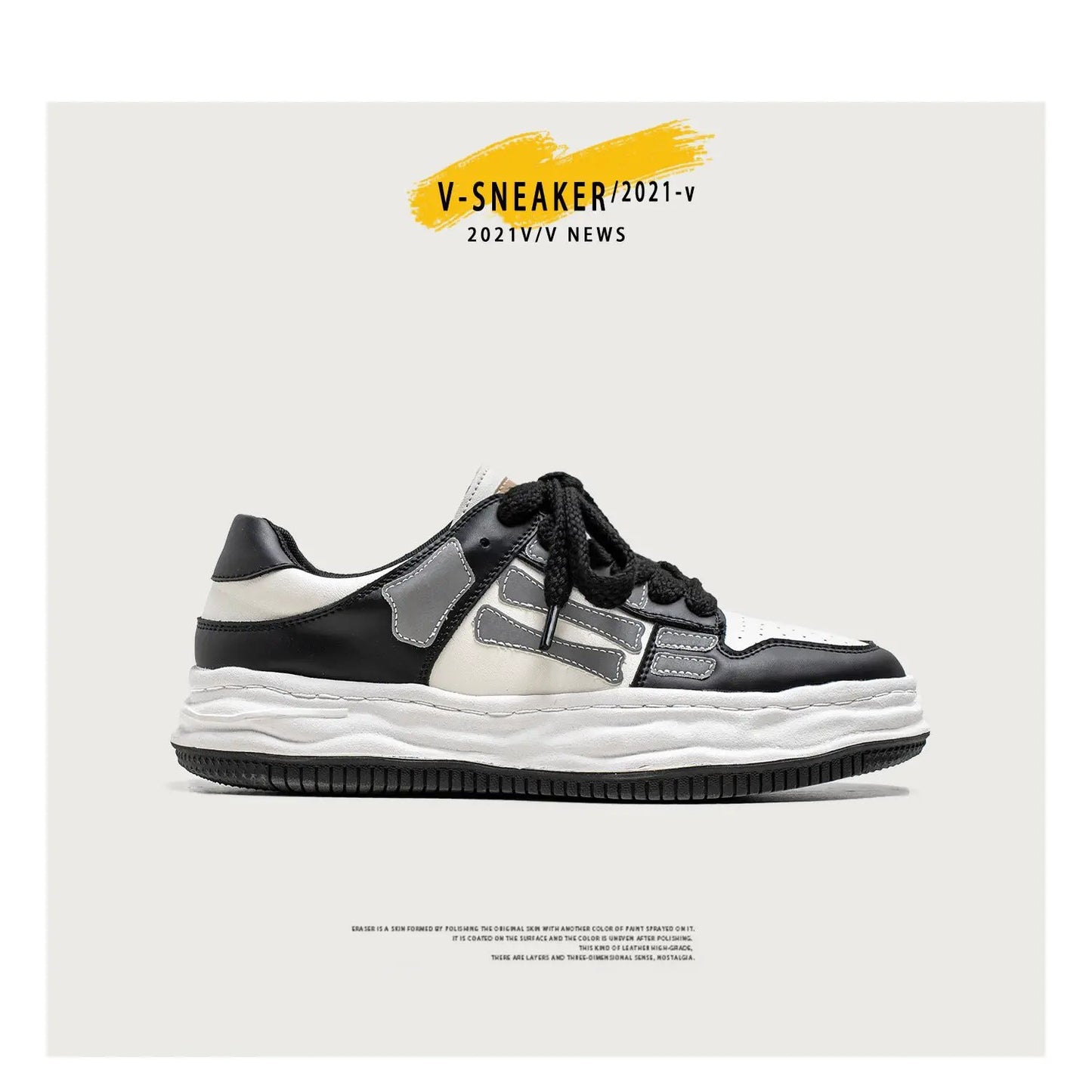 Reflective Bone Retro Platform Sneakers Men by Dropshipman