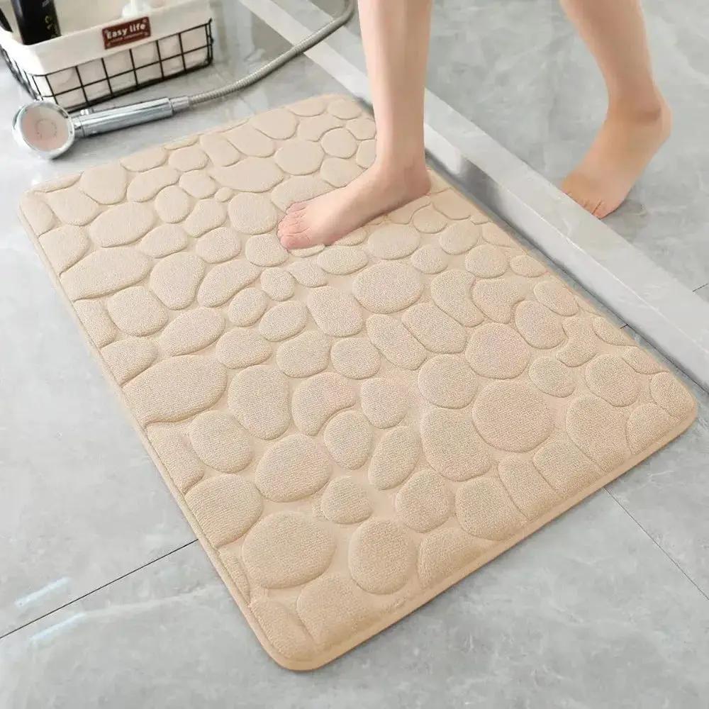 Cobblestone Embossed Bath Mat Non-Slip Carpets Water Absorption Washable Bathtub Floor Rug Shower Doormat Bathroom Decor by All Mart Bristol Ltd