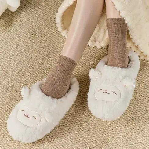 Warmth-Keeping Cotton Slippers For Couples Mens Non-Slip Fuzzy Indoor Postpartum Shoes by Dropshipman