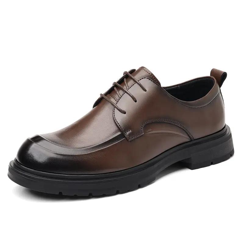 Hollow Leather Shoes Men's Plus Size Low-top Business by Dropshipman