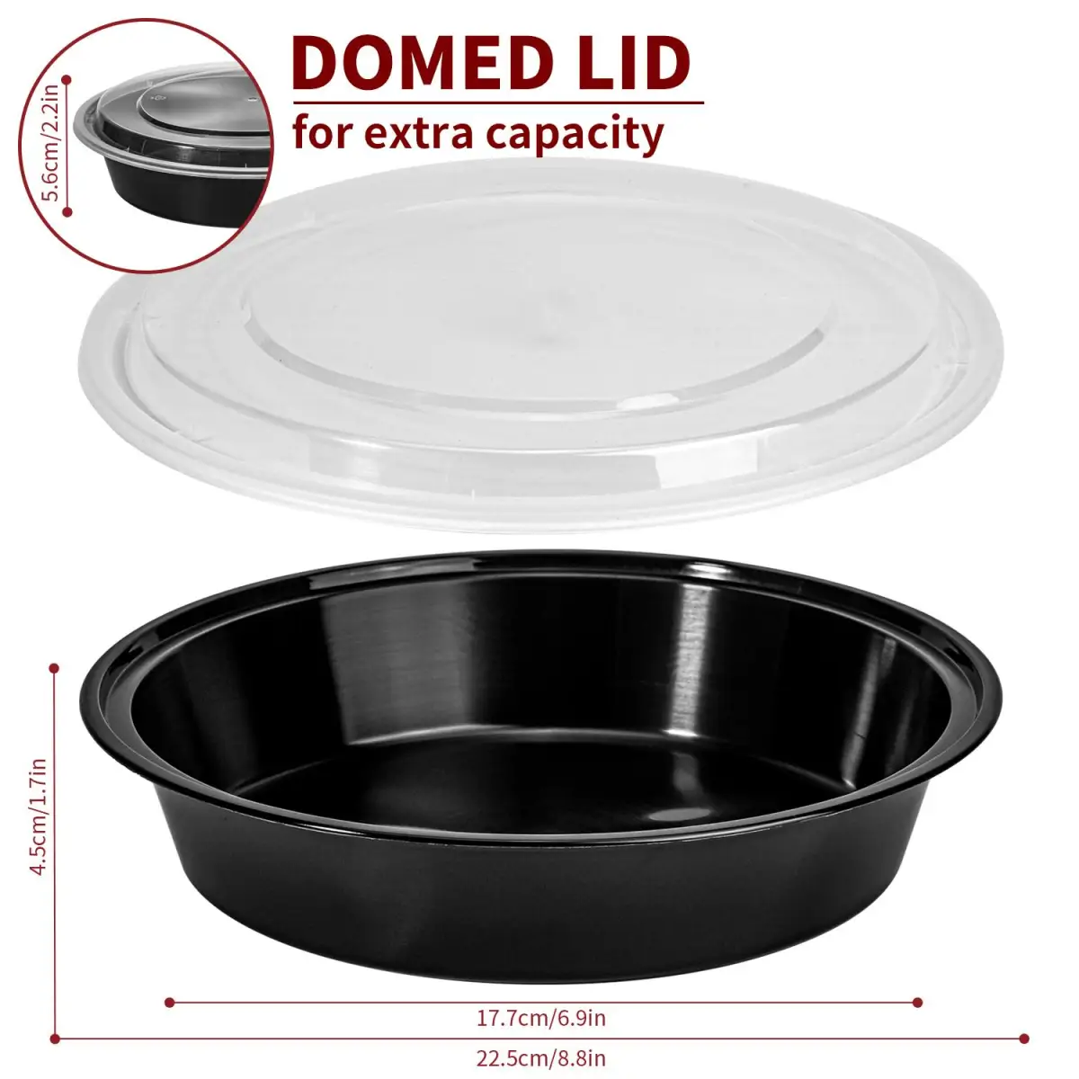 VINSANI 20pk ROUND 1 COMPARTMENT MEAL PREP CONTAINERS 1010493 by Vinsani