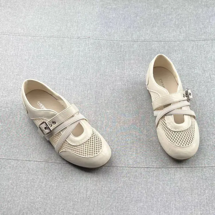 2026 Summer New Korean Style Hollow Mesh Mary Jane Shoes For Women, Fashion Versatile Comfort Soft Flat Loafers by Dropshipman