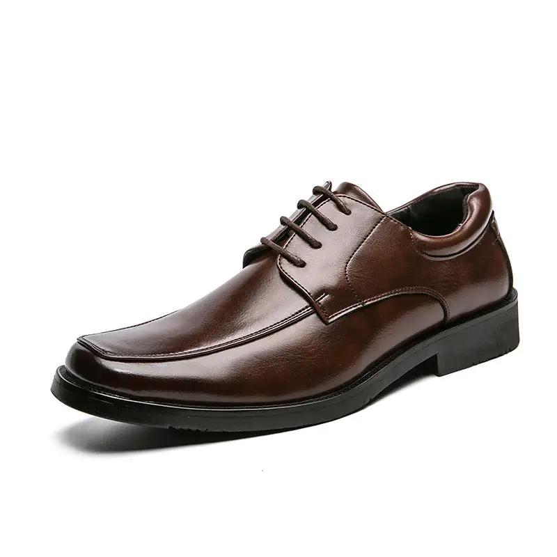 Low-top Square Toe Men's Business Casual Fashion Leather Shoes by Dropshipman