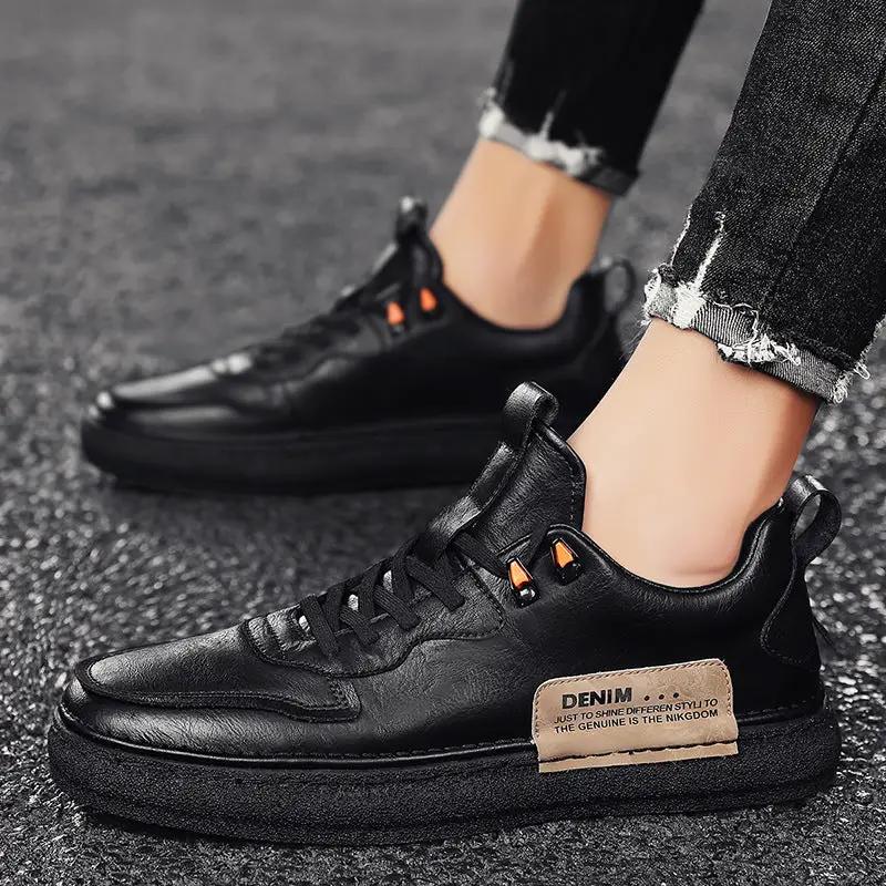 Leather Men's Versatile Casual Sneakers by Dropshipman