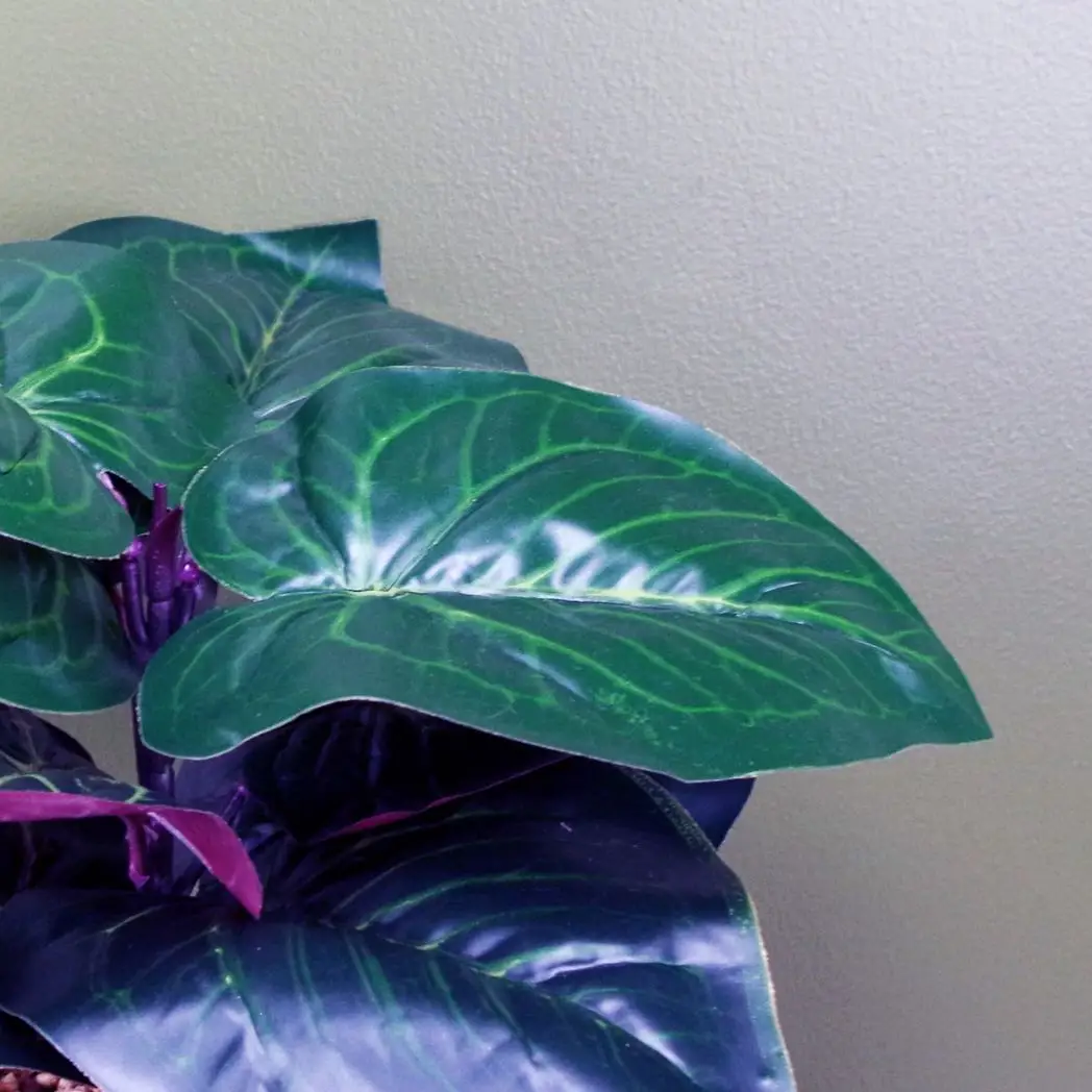 35cm Artificial Ficus Plant Potted in Teal Blue Green Ceramic Planter by Leaf