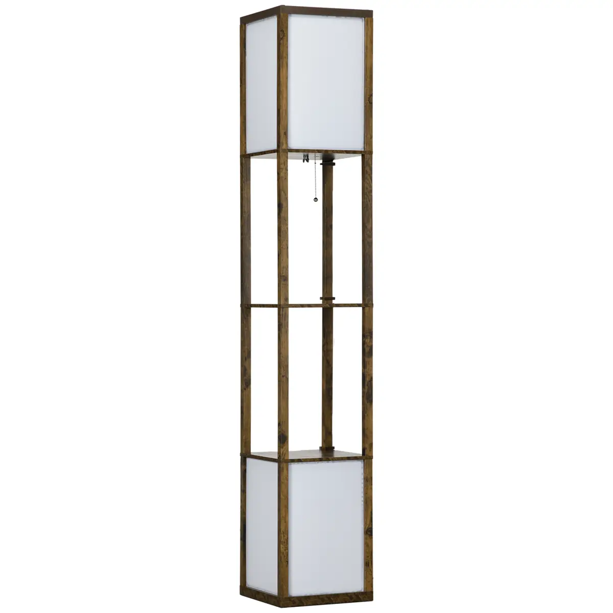 HOMCOM Shelf Floor Lamp with Dual Light, for Living Room, Bedroom, Brown by HOMCOM