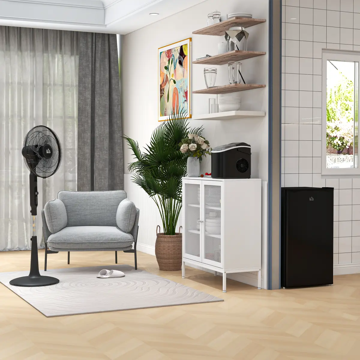 HOMCOM 12V DC Standing Fan with 75° Oscillation Mosquito Repellent Function by HOMCOM