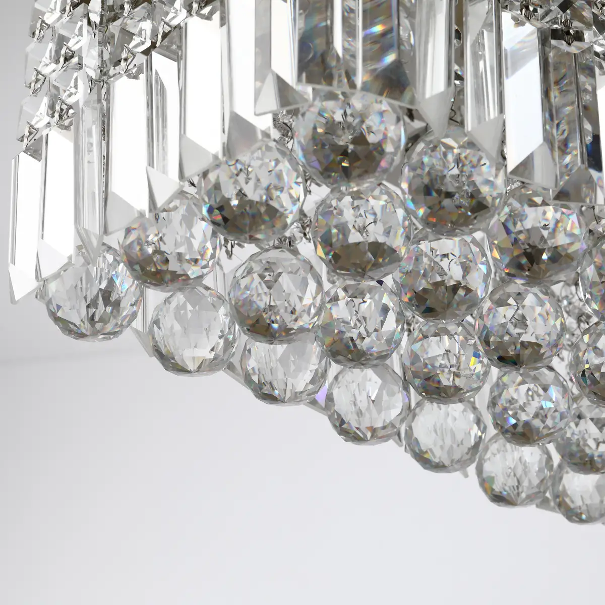Modern Crystal Ceiling Light Square Crystal Chandelier E14 Base, Silver by HOMCOM