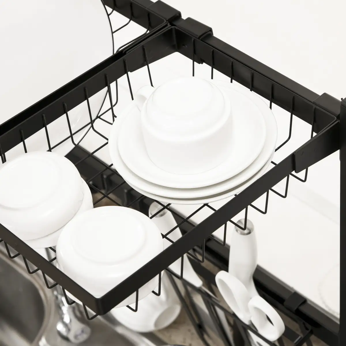 Space Saving Over The Sink Dish Drying Rack, 2 Tier Adjustable Dish Drainer by Unbranded