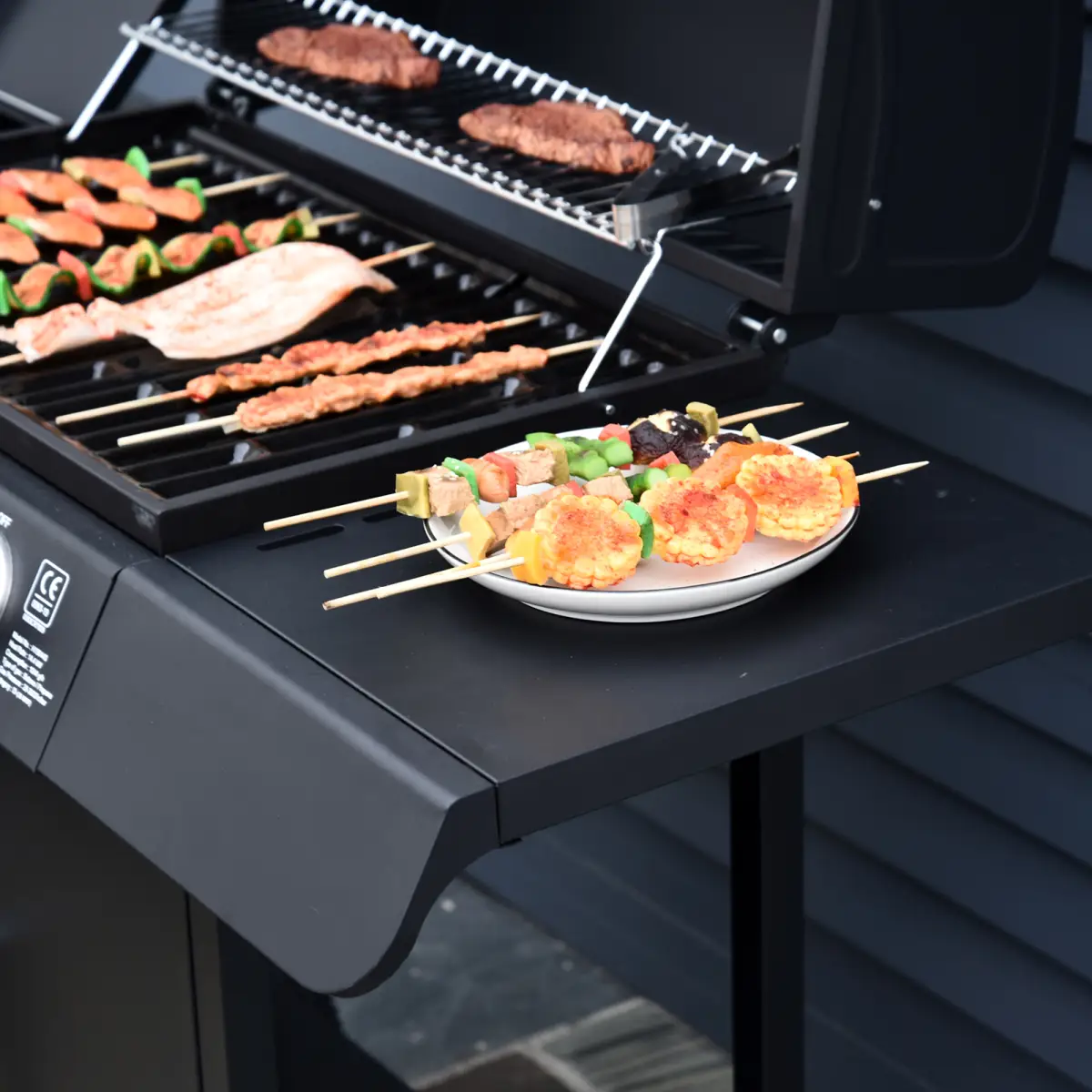 4 Gas BBQ Grill with Wheels, Steel-Black by Outsunny
