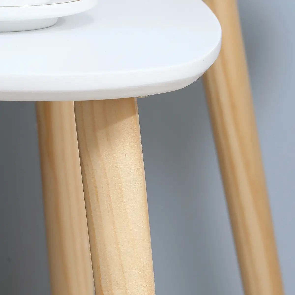 Side Table Set of 2 Nested Coffee Table W/ Solid Wood Legs Living Room White by Unbranded