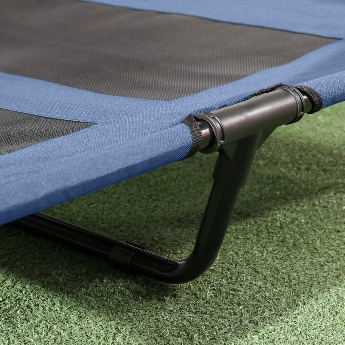 PawHut 92cm Elevated Dog Bed Cooling Raised Pet Cot UV Protection Canopy Blue by PawHut