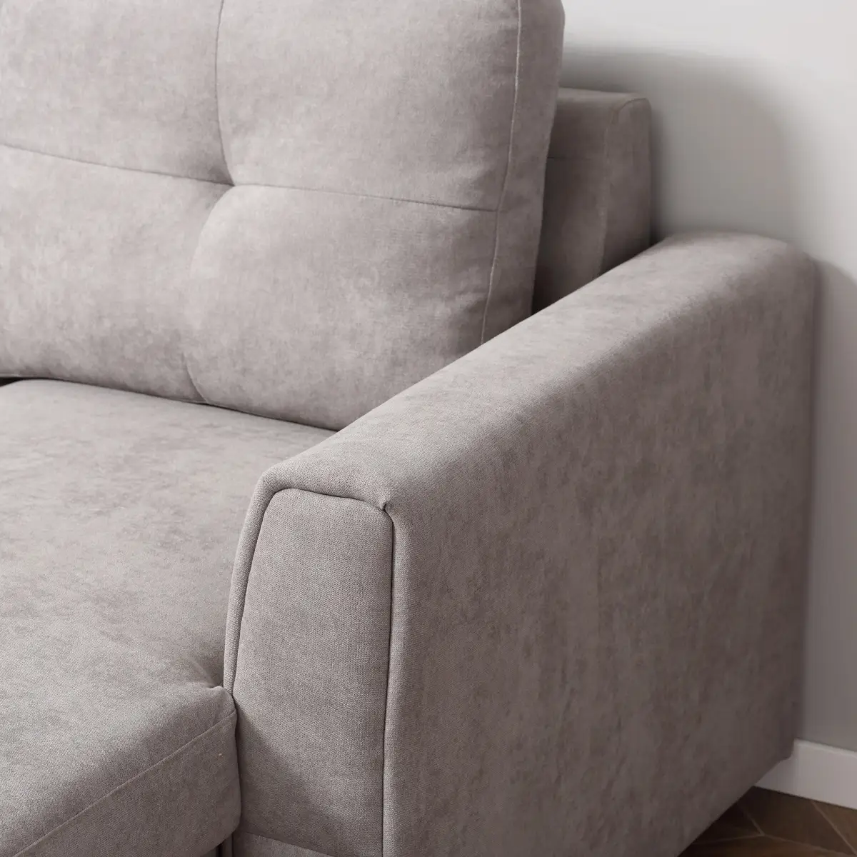 HOMCOM Linen-Look L-Shaped Sofa Bed w/ Storage Bed Sleeper Flat Studio Grey by Unbranded