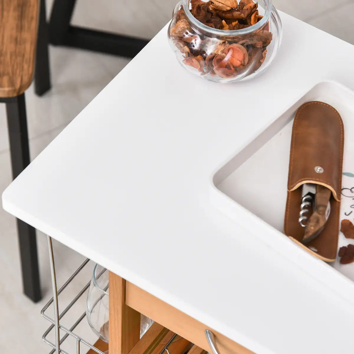 MDF Multifunction Kitchen Island Trolley-Brown by HOMCOM