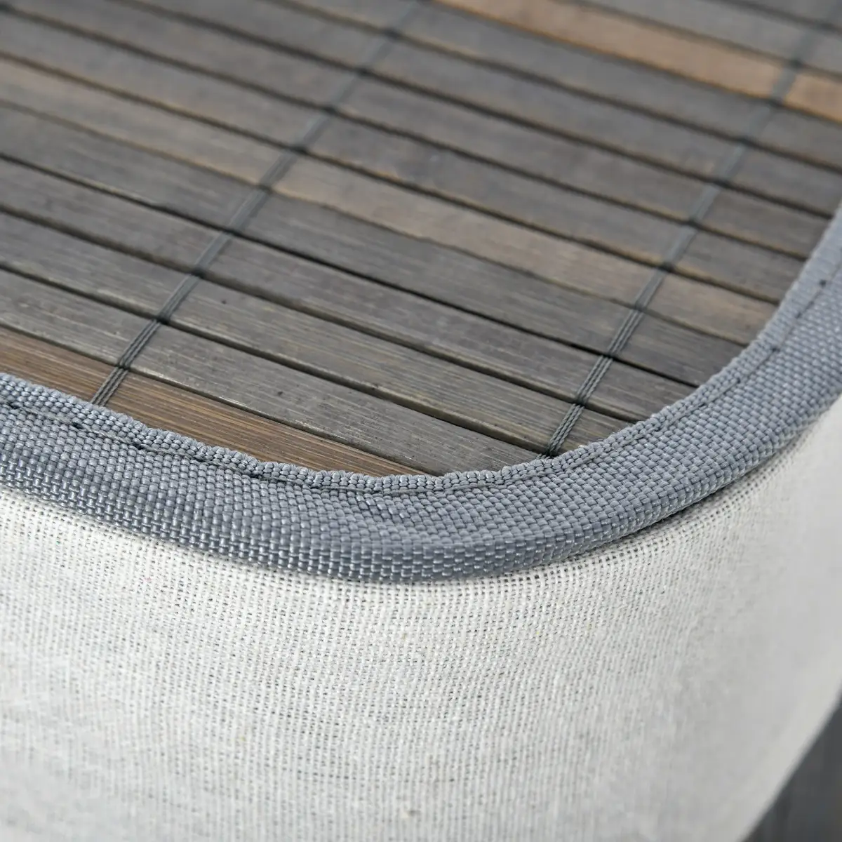 100L Bamboo Laundry Basket with Flip Lid Foldable, Grey Lining, by HOMCOM