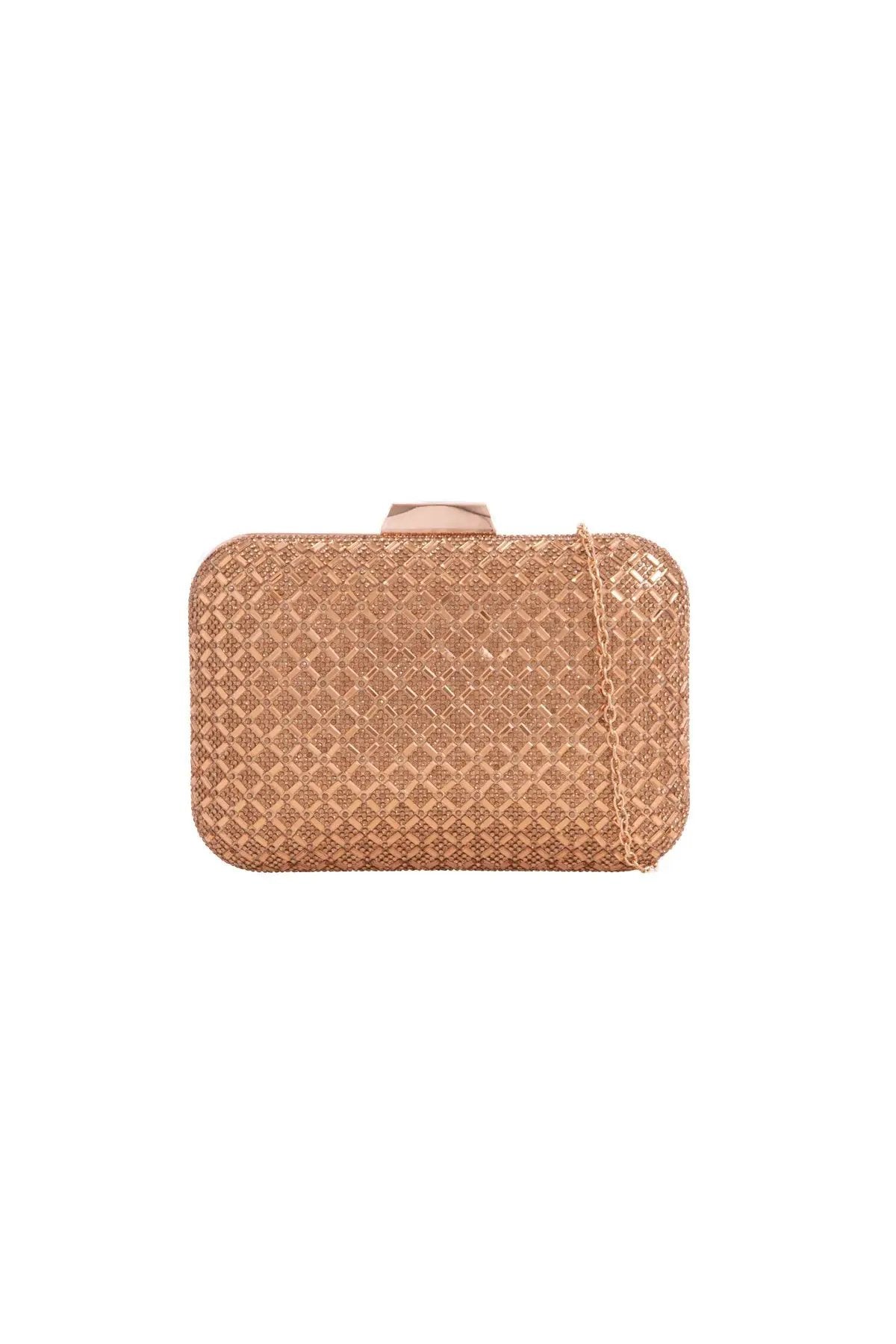 Gold Diamante Clutch Bag by Aftershock London