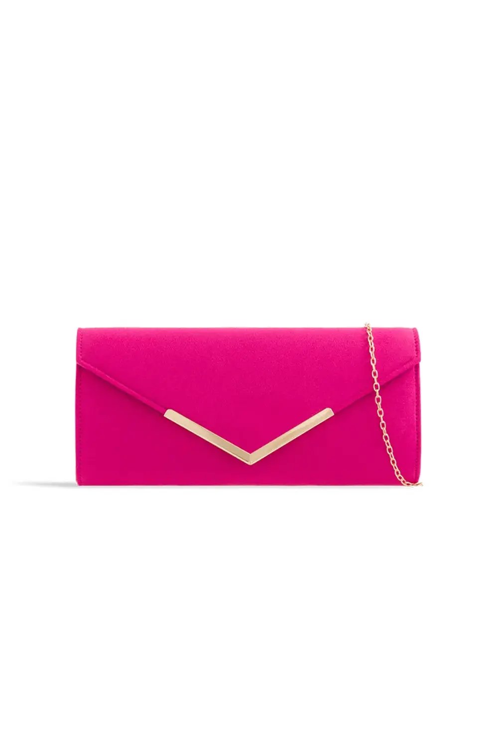 Fuchsia Suede Envelope Clutch Bag by Aftershock London
