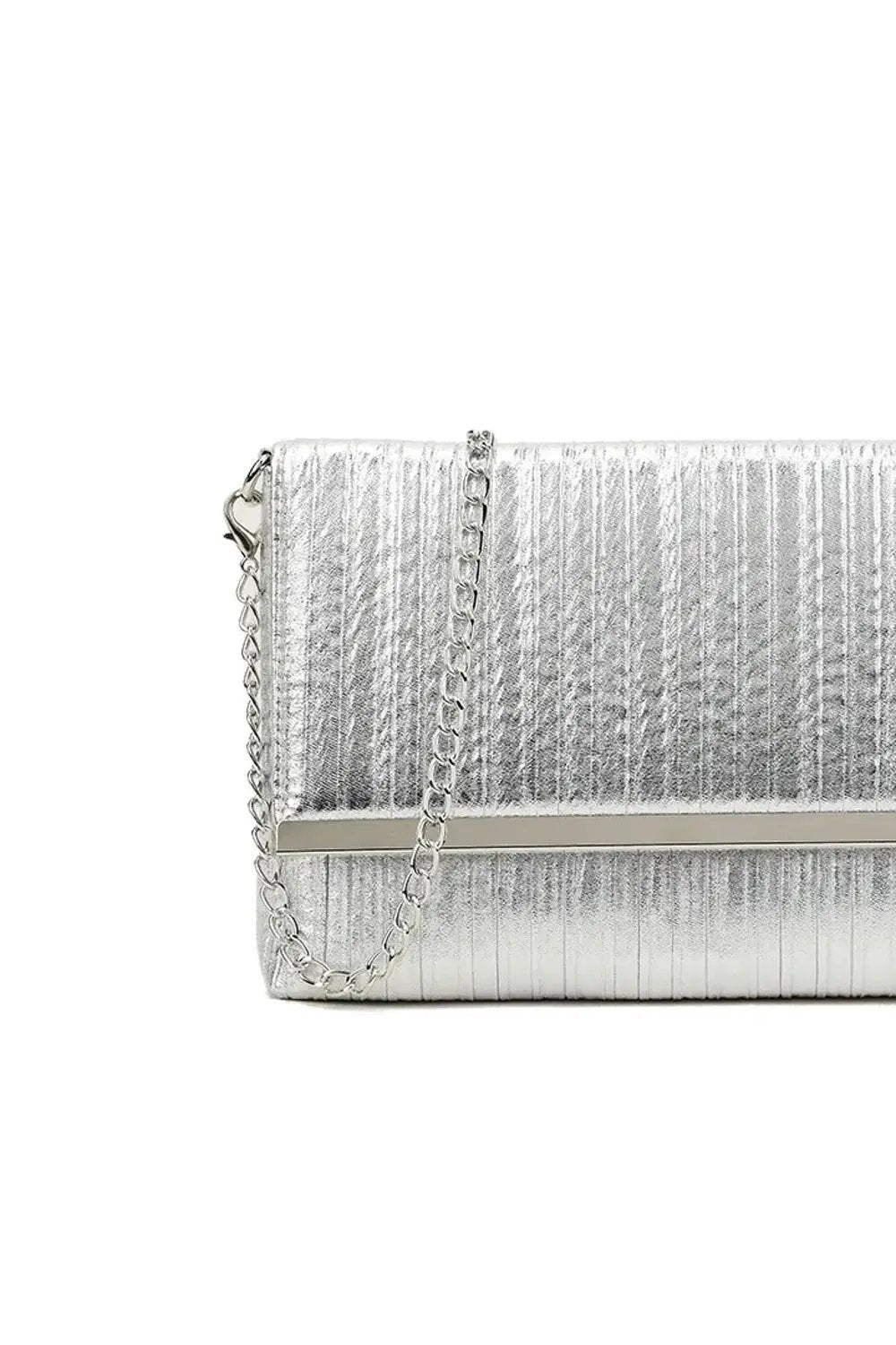 Silver Pleated Clutch Bag by Aftershock London
