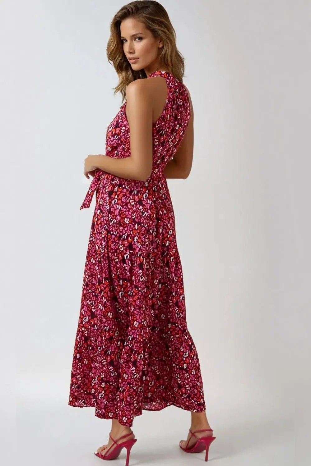 Pink Halterneck Maxi Dress by Aftershock London