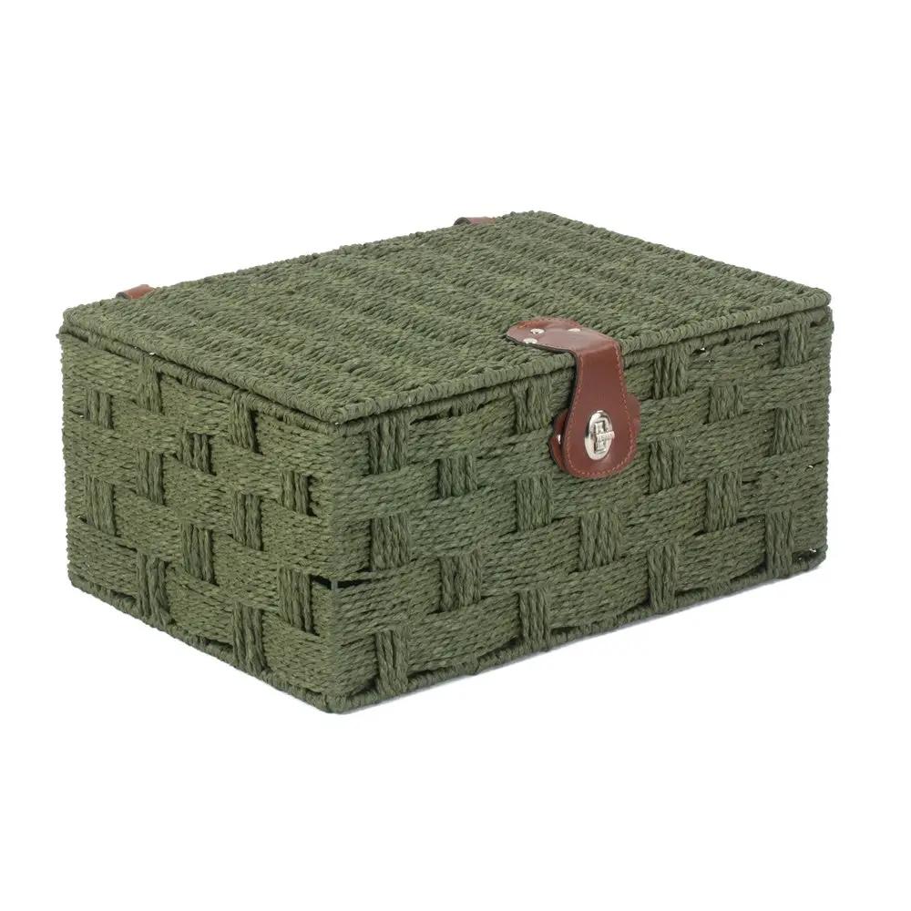 Twisted Green Paper Storage Basket by Red Hamper