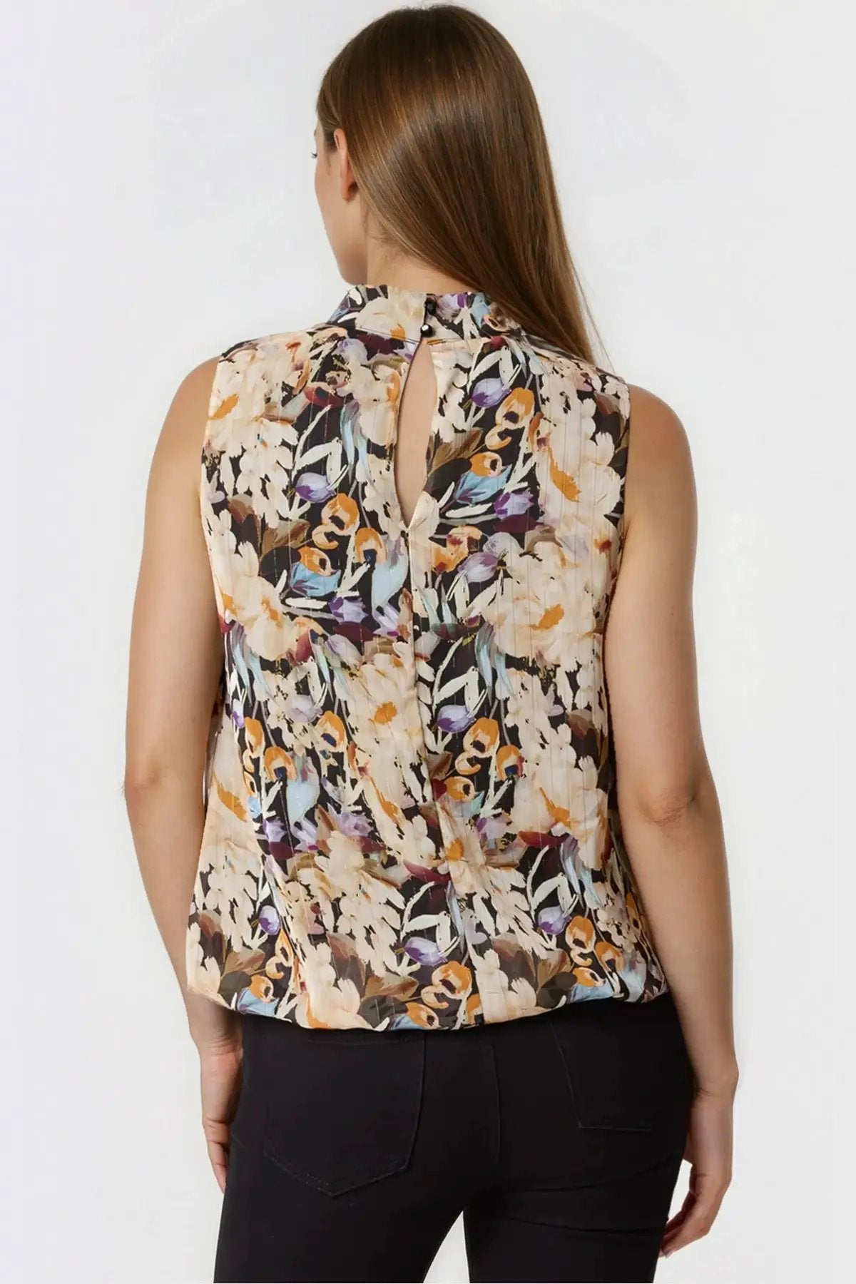 Black Floral High Neck Puffball Top by Aftershock London