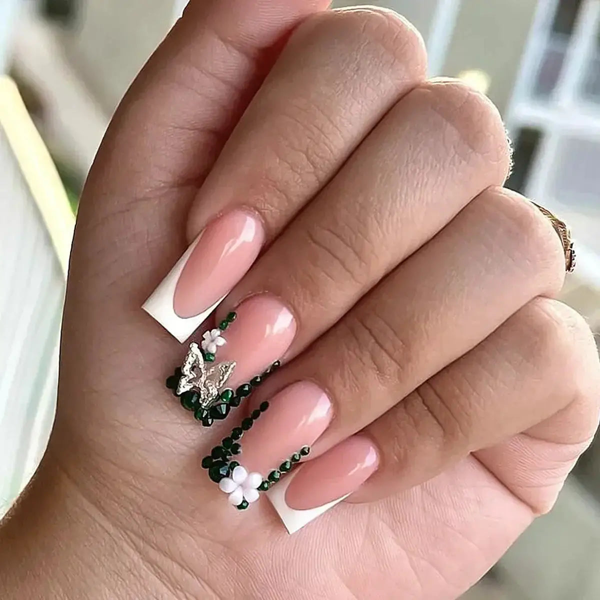 Mid Long Pink Leopard Press-On Nails with Bow by Cashymart