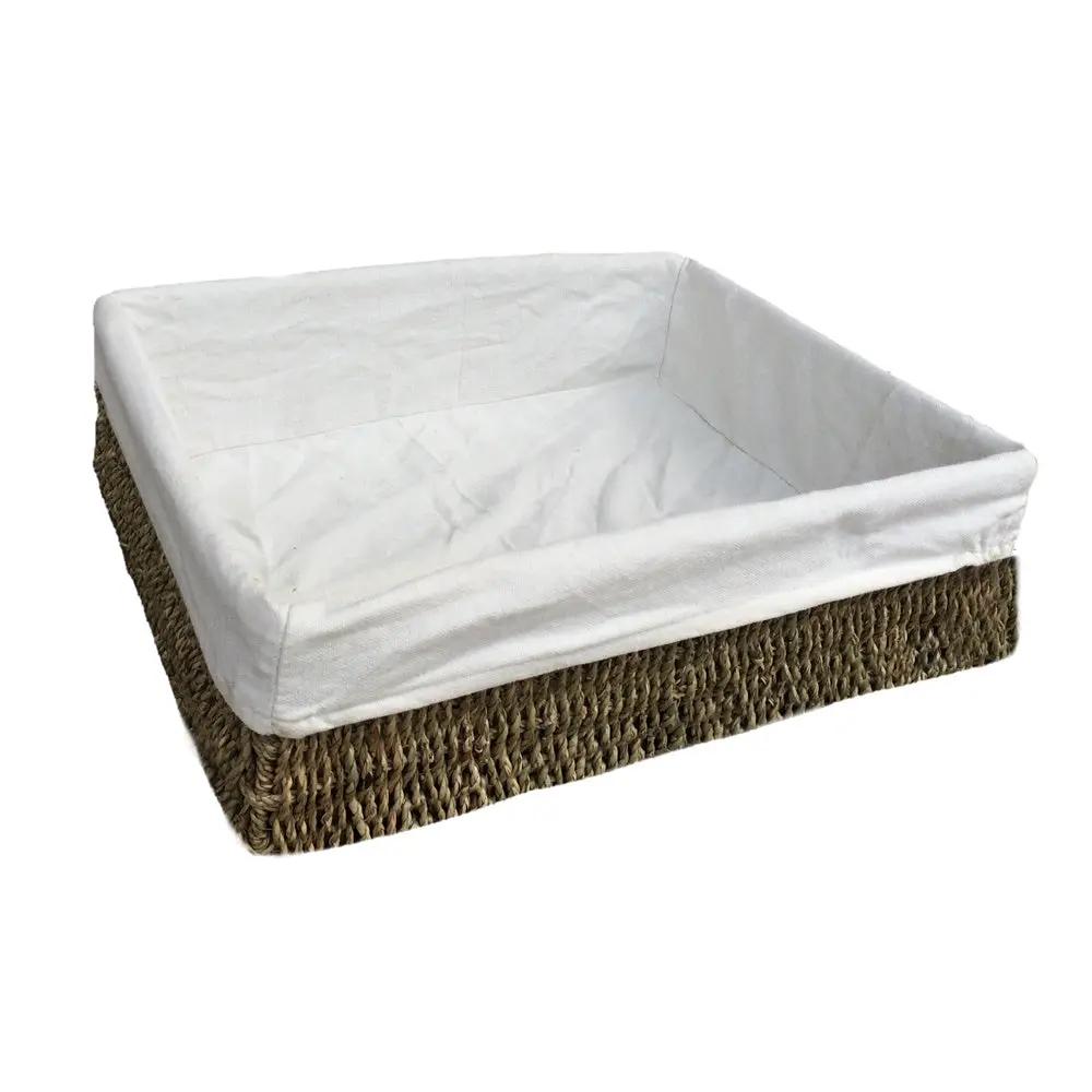 Lined Rectangular Seagrass Serving Tray by Red Hamper