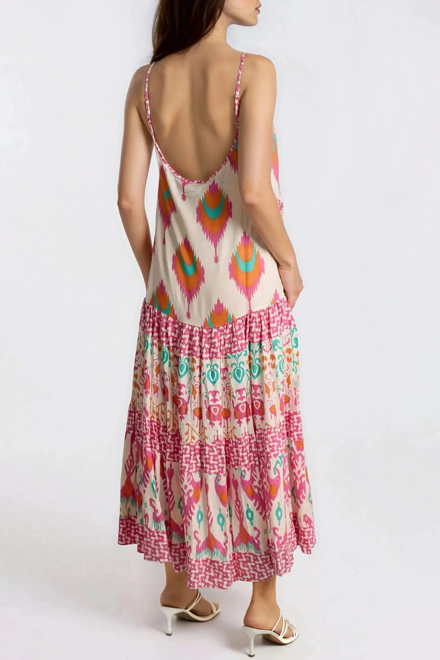 Pink Tiered Cami Maxi Dress by Aftershock London